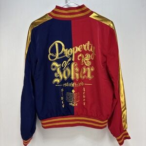 Suicide Squad Jacket Womens Large Red Blue Harley Quinn Joker Bomber Coat